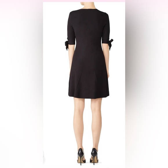 525 America Elegant Black Fit Flare Dress with Bow Sleeve Knit Cocktail Dress - Picture 2 of 9